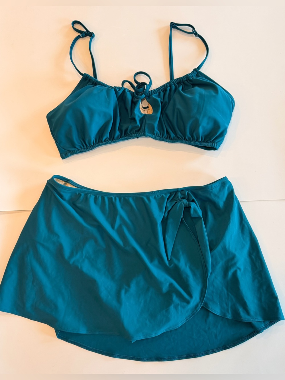 Old Navy Teal Stretch bikini 2 piece skort XL - Picture 1 of 13